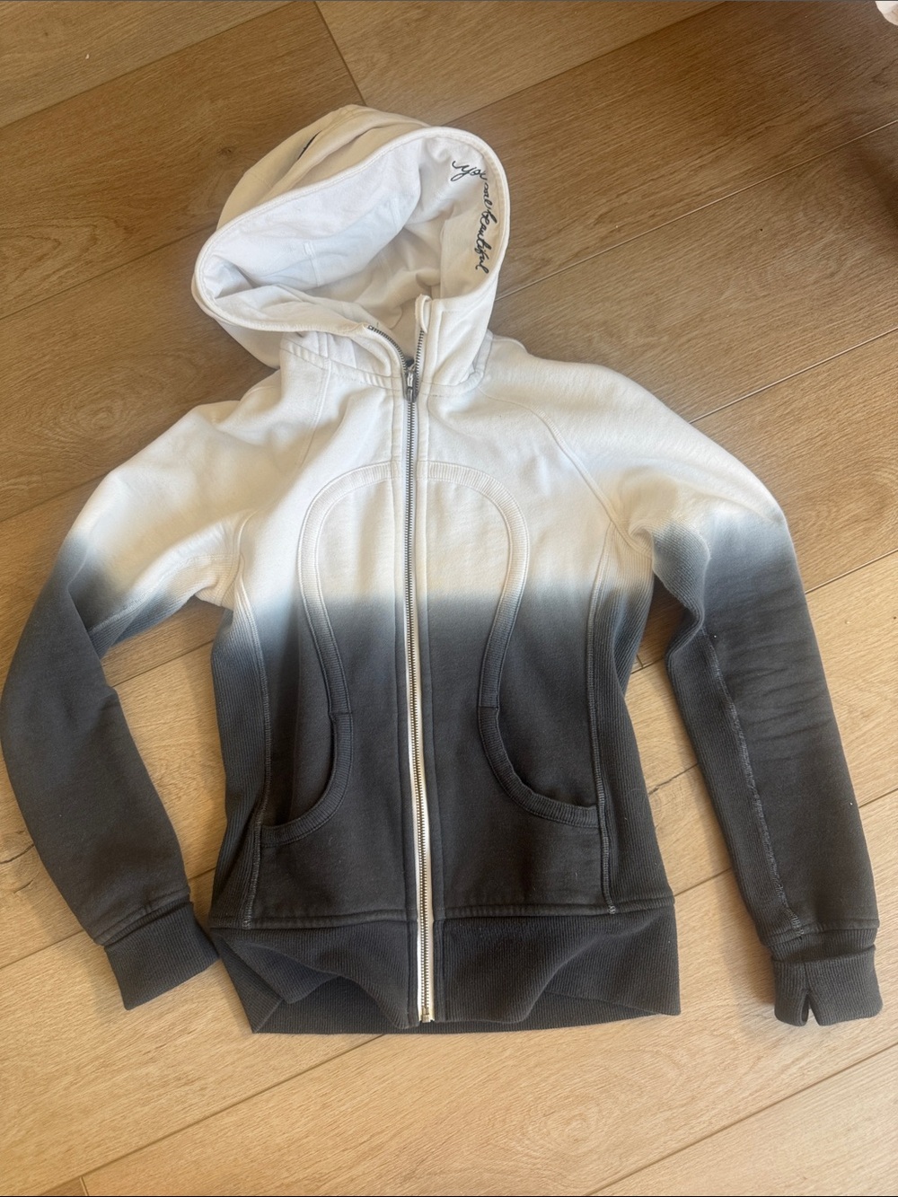 Vintage lululemon athletica White to Black Ombre Full‑Zip Scuba Hoodie